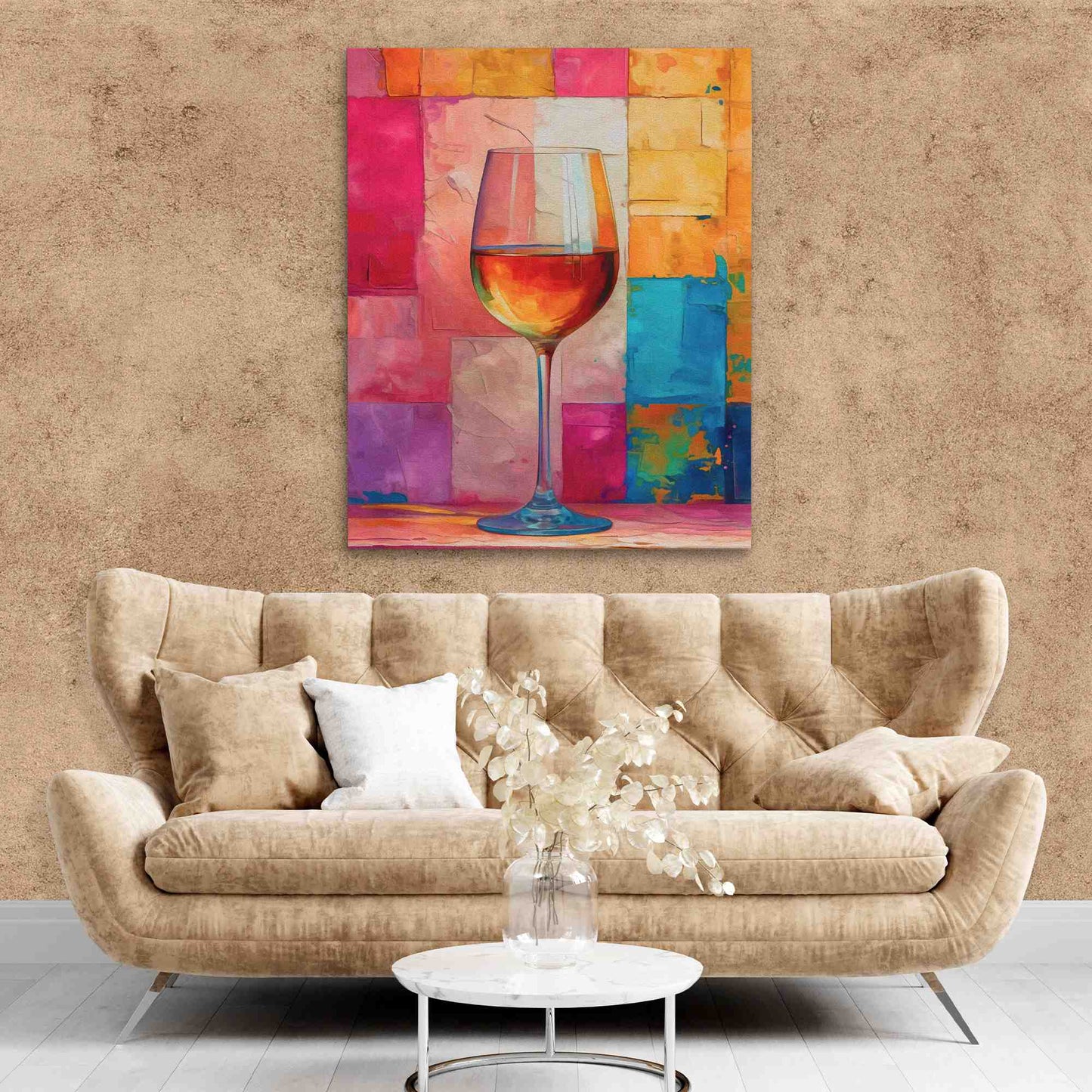 Pink Wine Wall - Pink Wine Canvas Print
