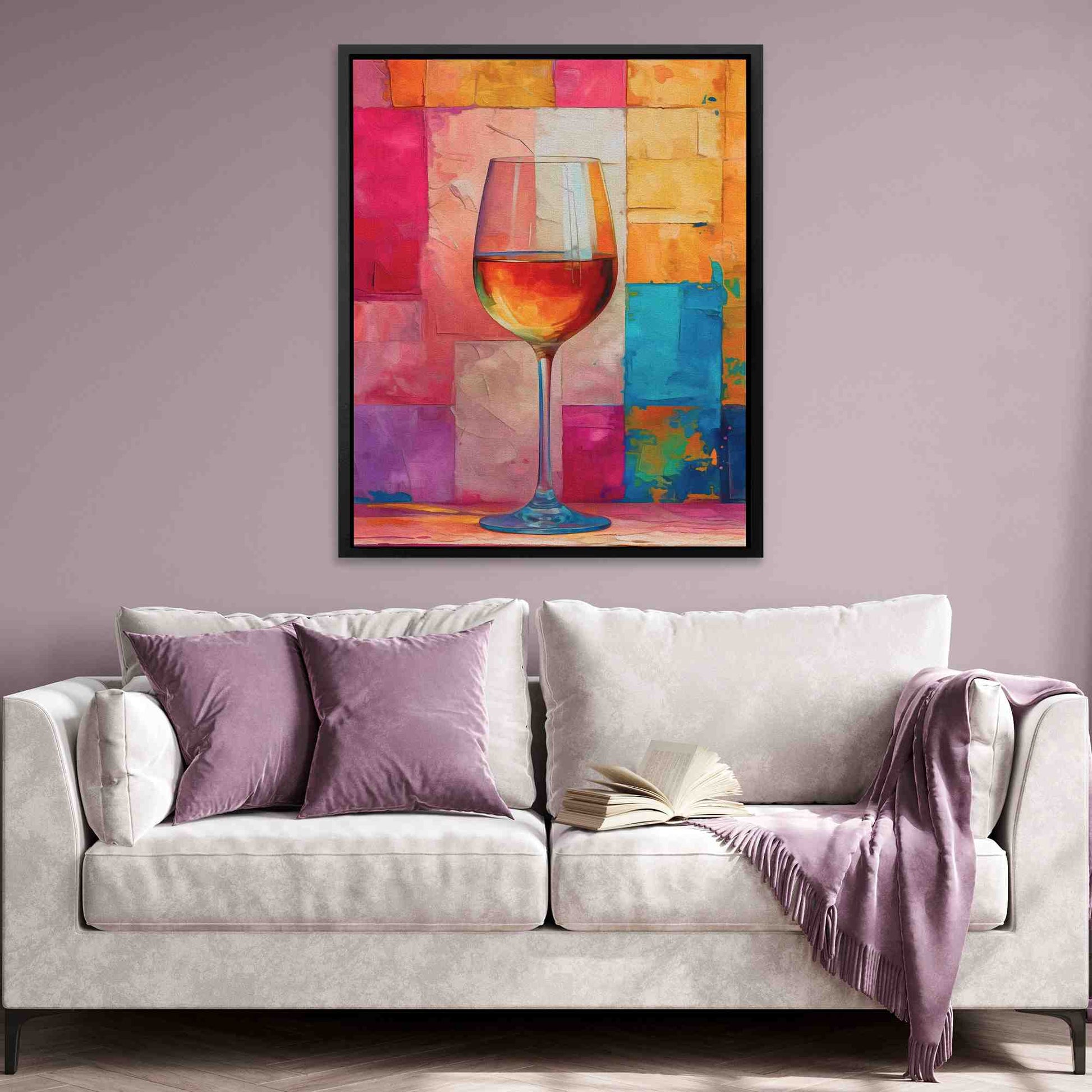 Pink Wine Wall - Alcohol Art for Bar and Lounge