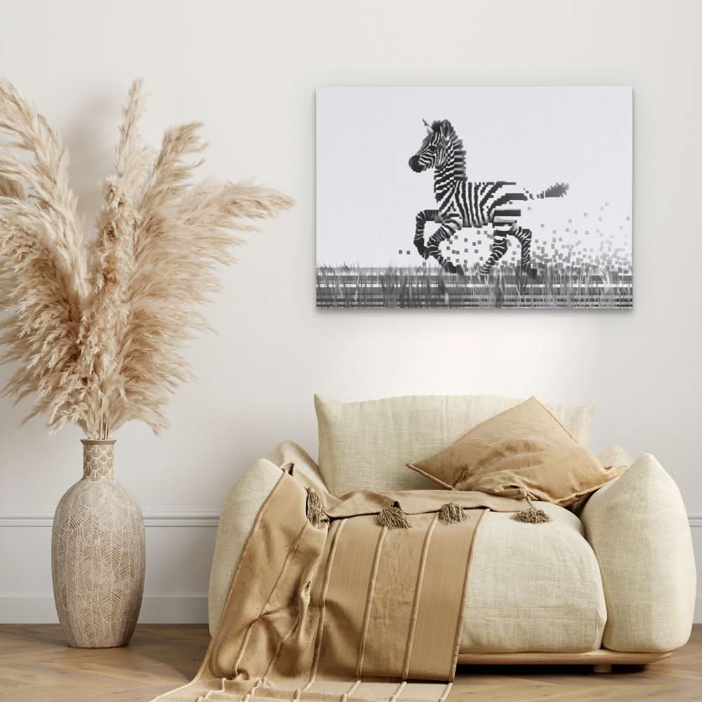 Pixel Zebra - Large Abstract Canvas Print