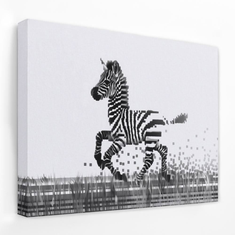 Pixel Zebra - Animals Canvas Wall Art