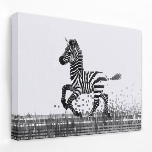 Pixel Zebra - Animals Canvas Wall Art