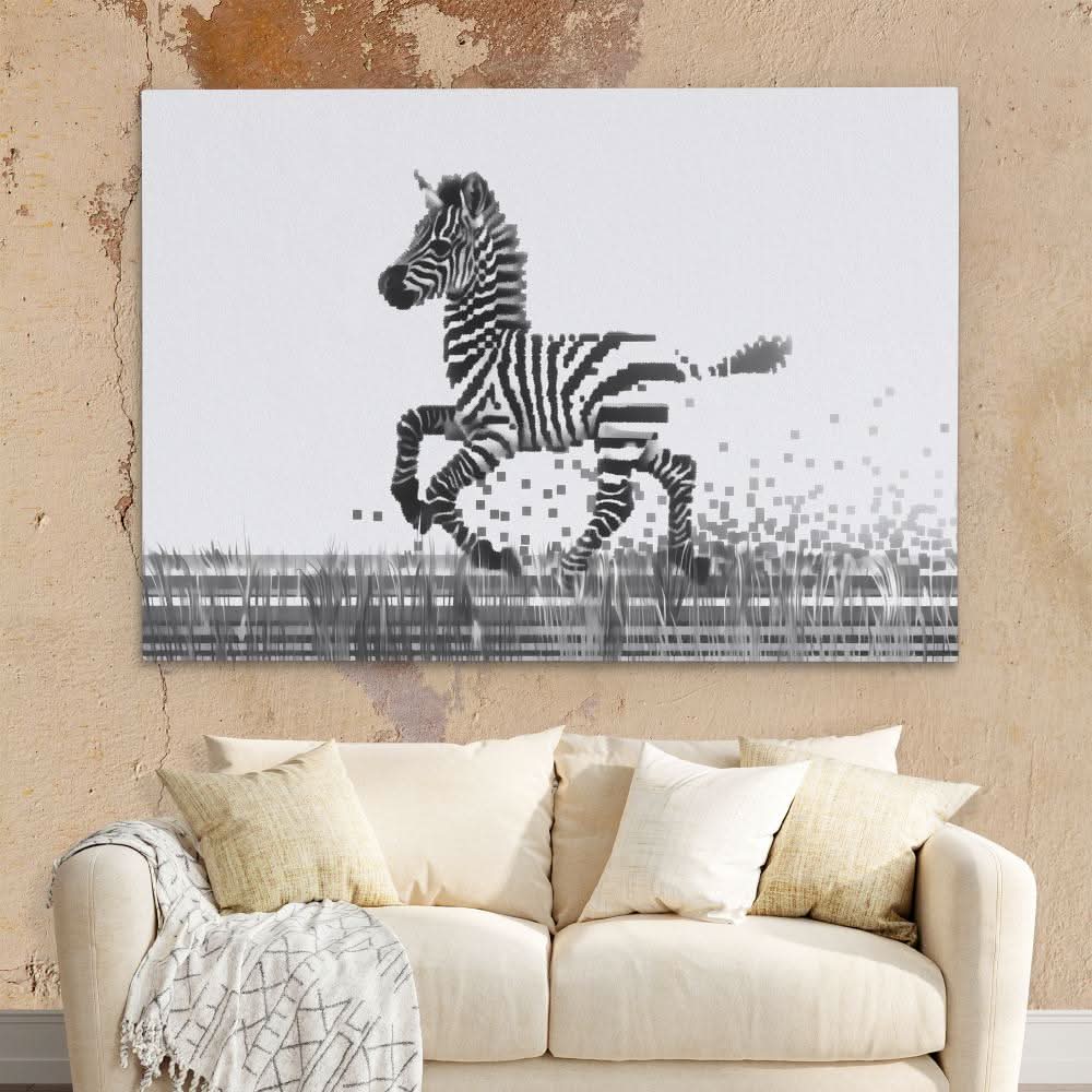 Pixel Zebra - Wall Art for Home Office