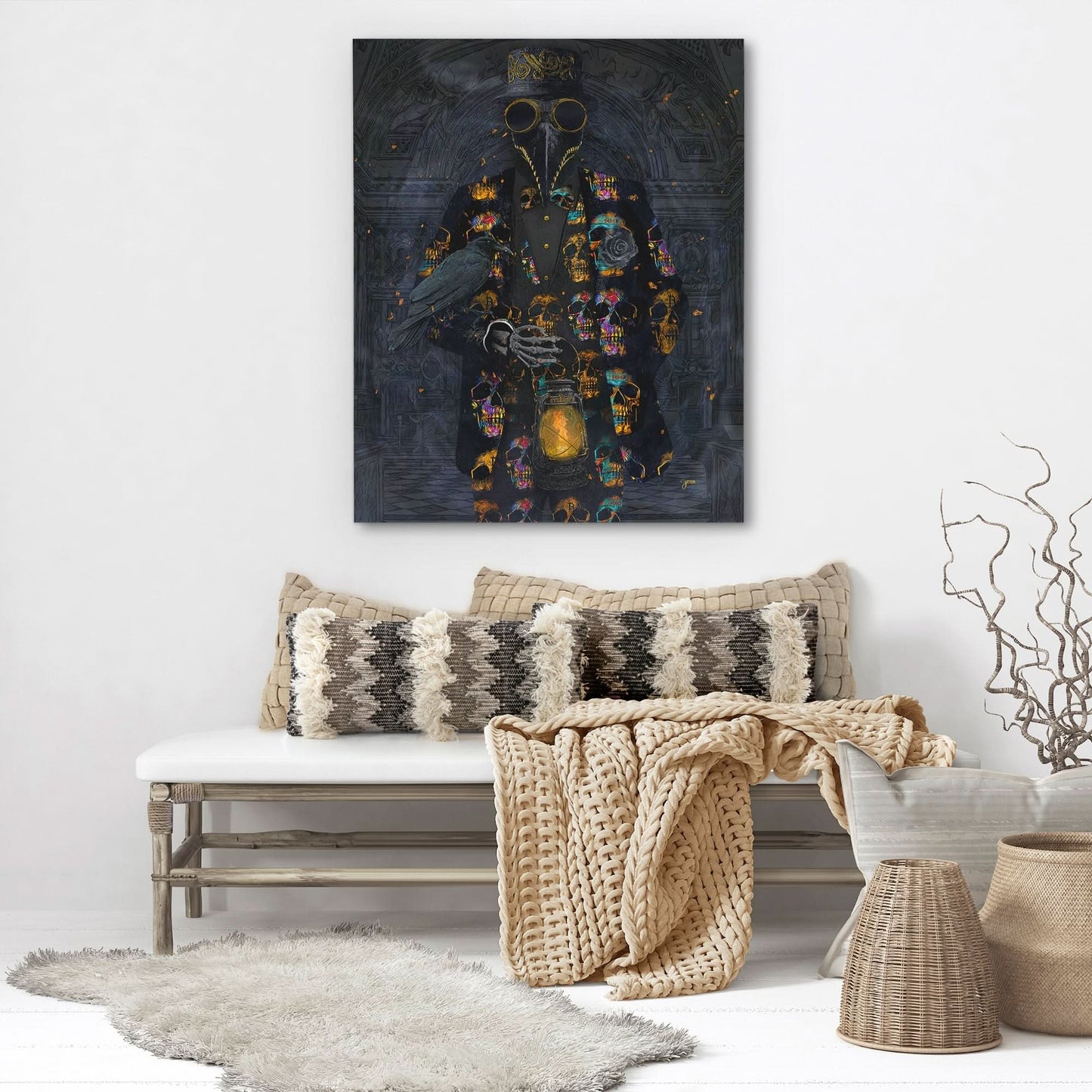 Plague Skulls - Dark Academia Wall Art in Black Frame