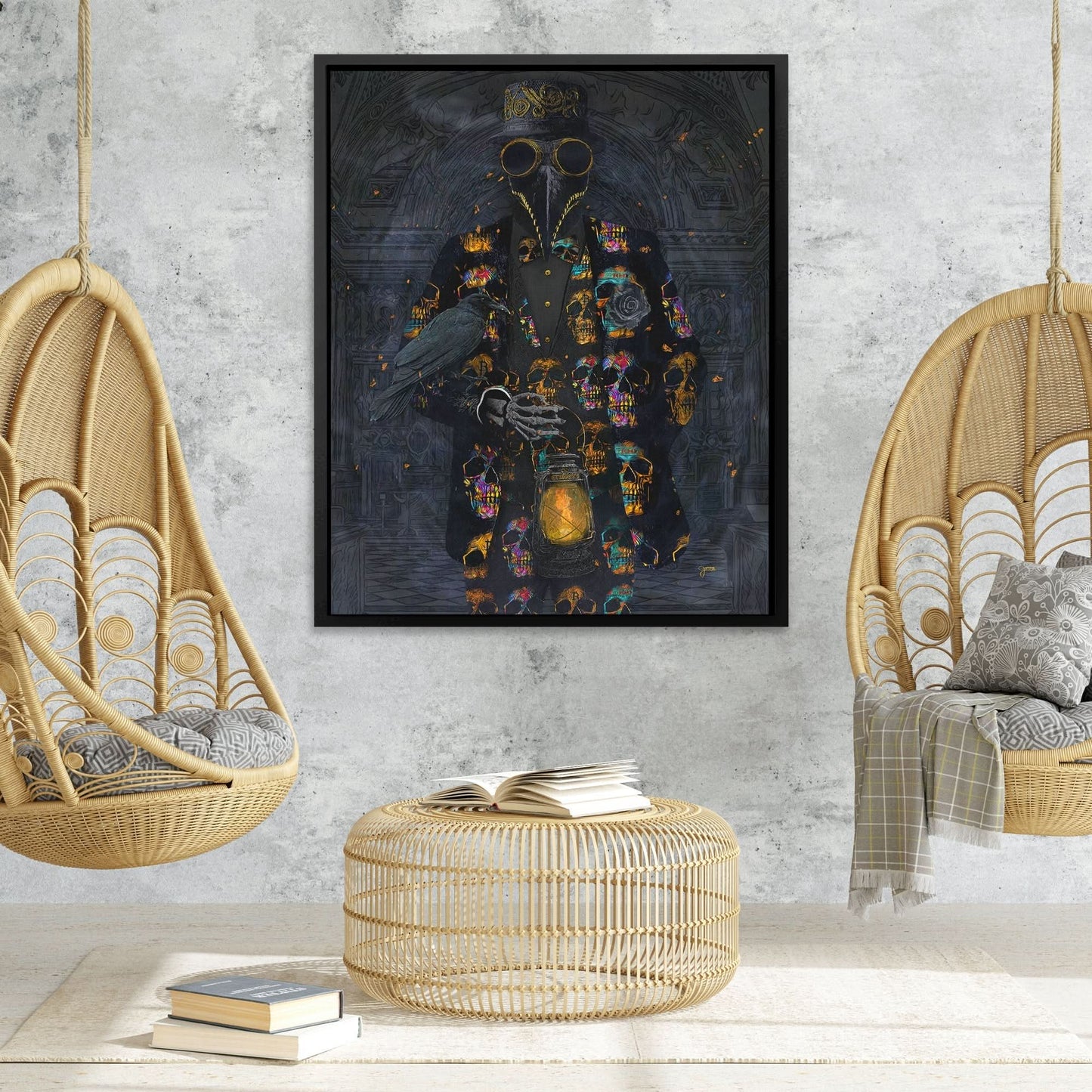 Plague Skulls - Contemporary Wall Art in Black Frame