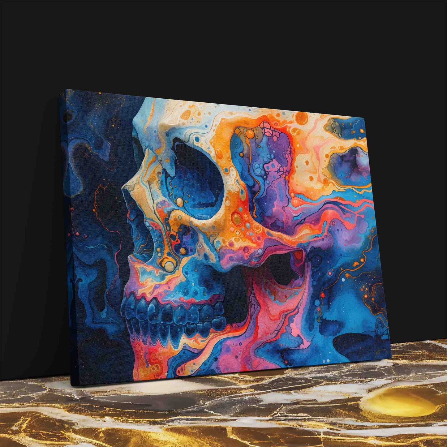 Plasma Skull - Skeleton Wall Art in Black Frame
