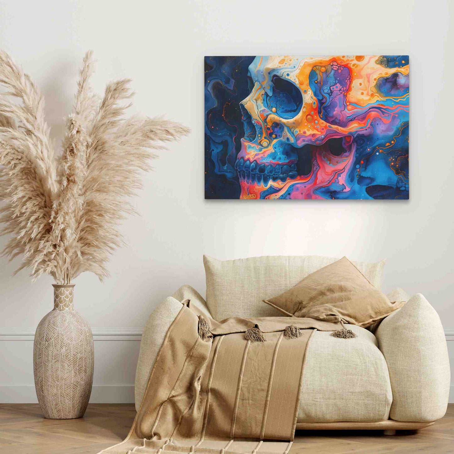 Plasma Skull - Colorful Skeleton Canvas Print