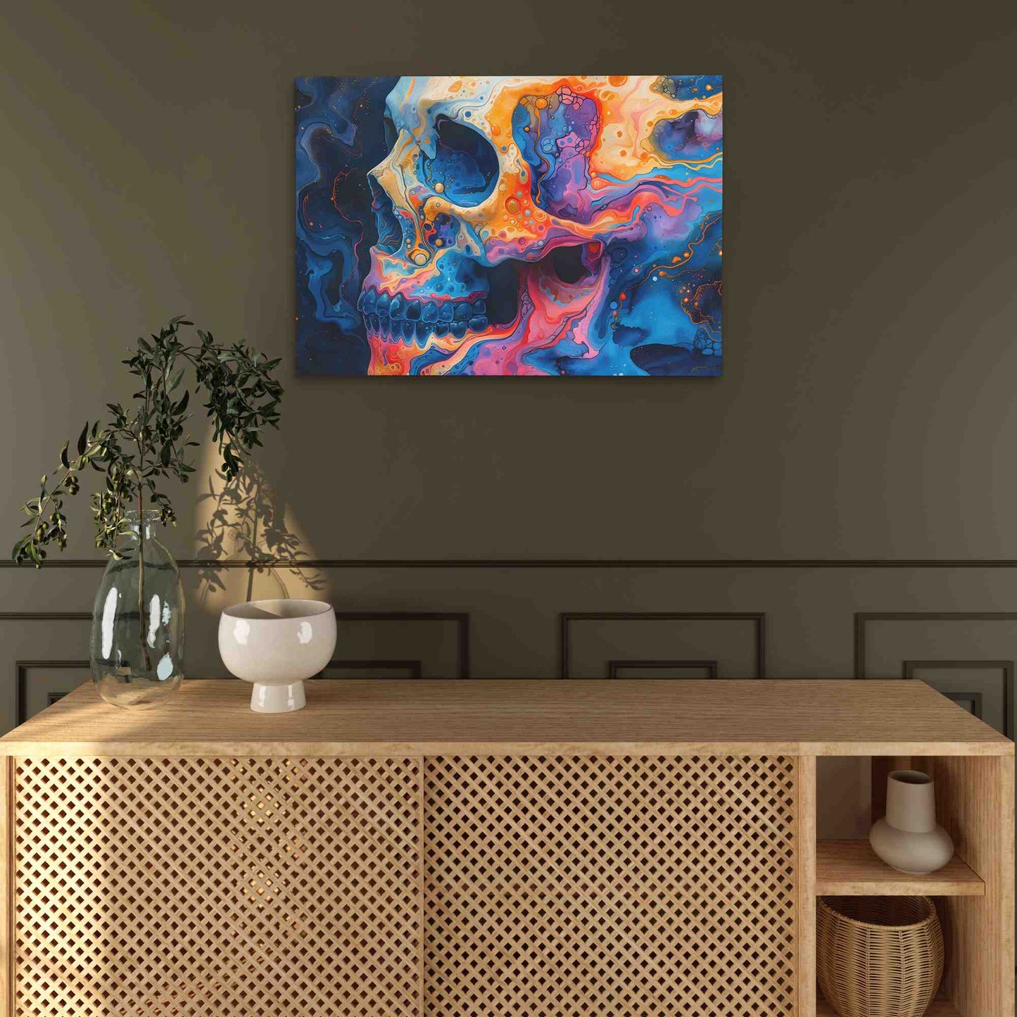 Plasma Skull - Psychedelic Colorful Canvas Wall Art