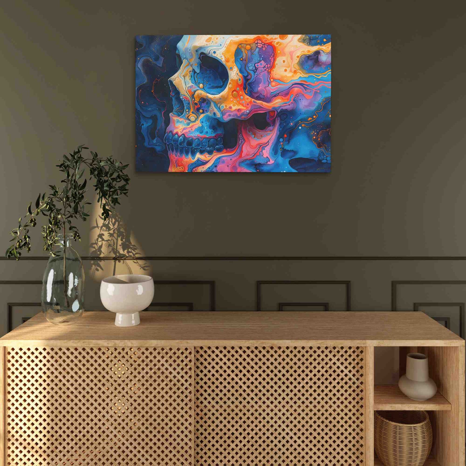 Plasma Skull - Psychedelic Colorful Canvas Wall Art