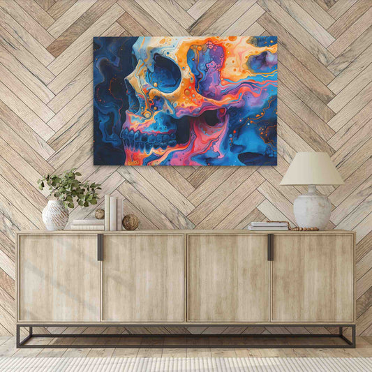 Plasma Skull - Psychedelic Wall Art in Black Frame