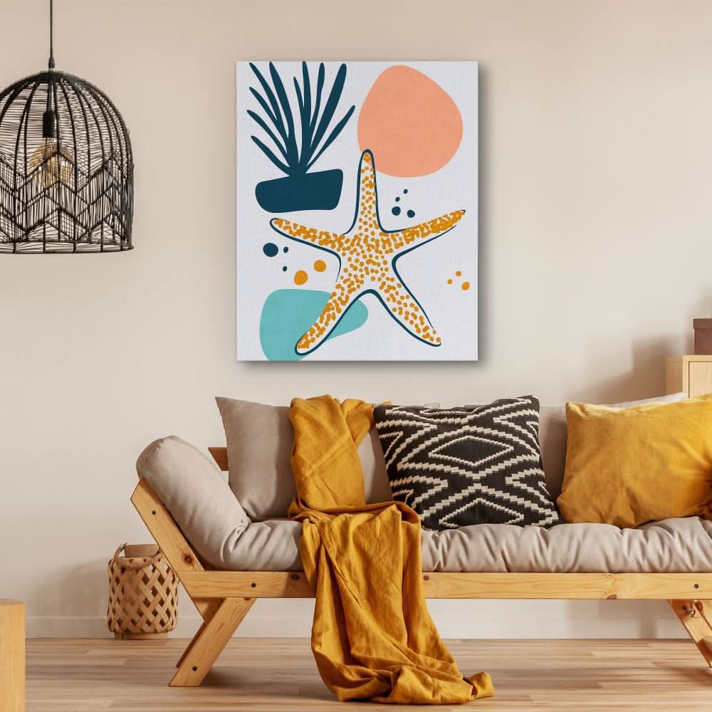 Playful Starfish - Beach Art for Bathroom