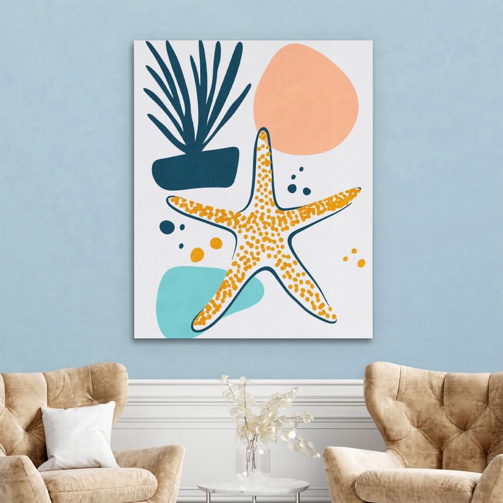 Playful Starfish - Abstract Wall Art in Black Frame