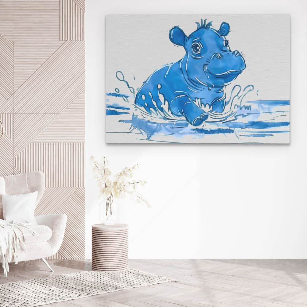 Playing Hippo - Animals Art for Kids Room