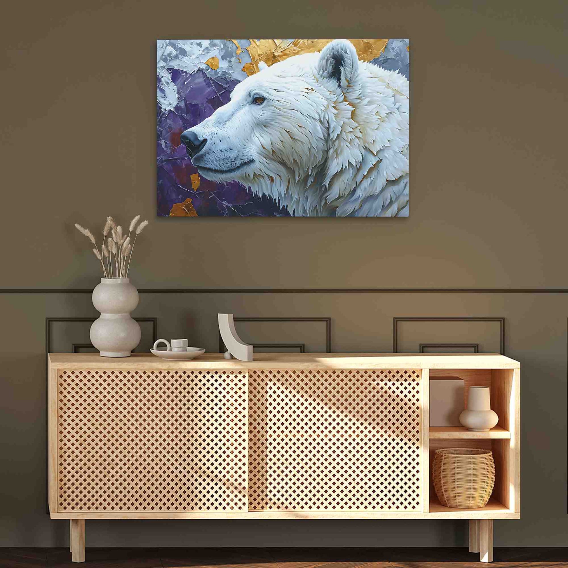 Polar Bear Portrait - Purple Wall Art