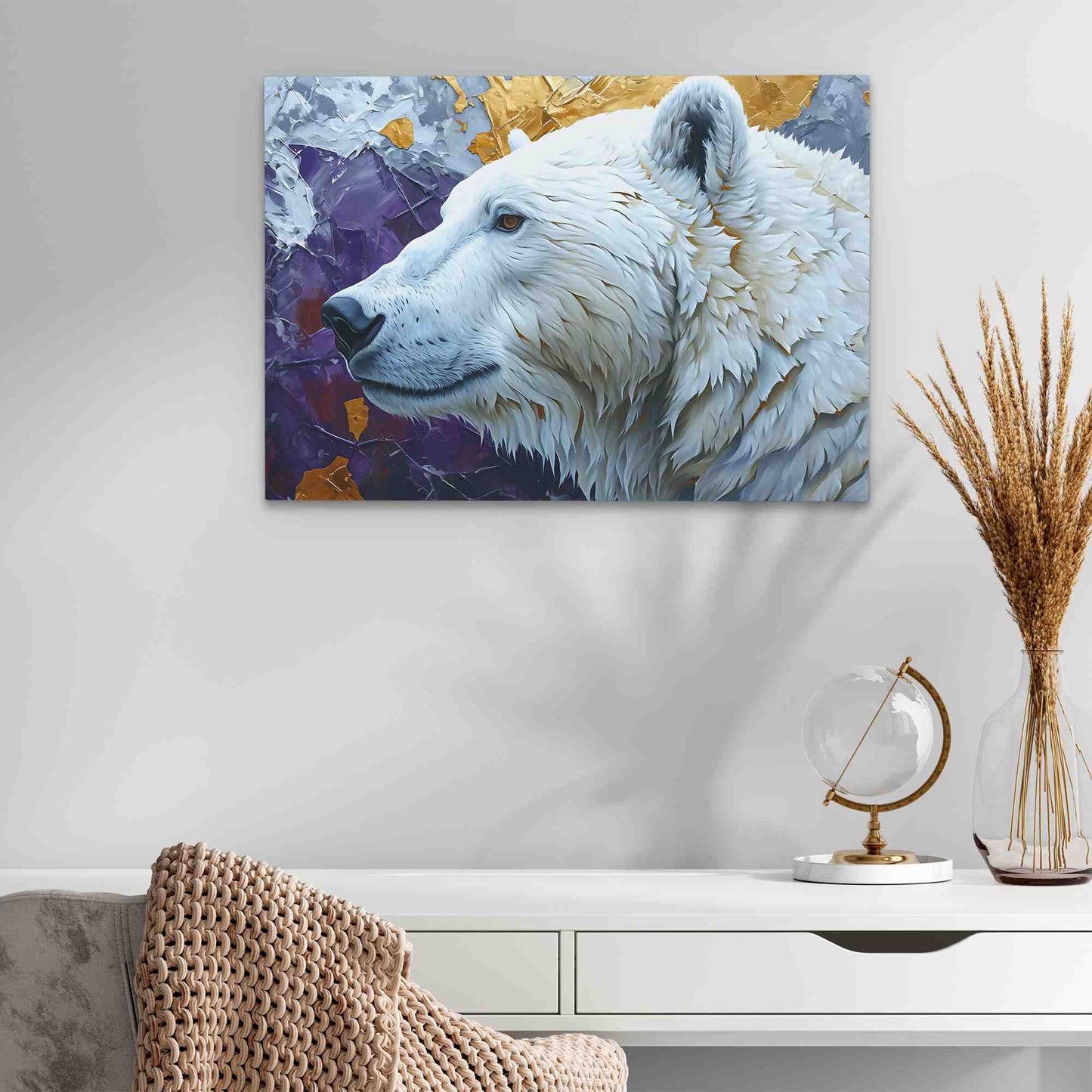Polar Bear Portrait - Purple Antarctica Canvas Print