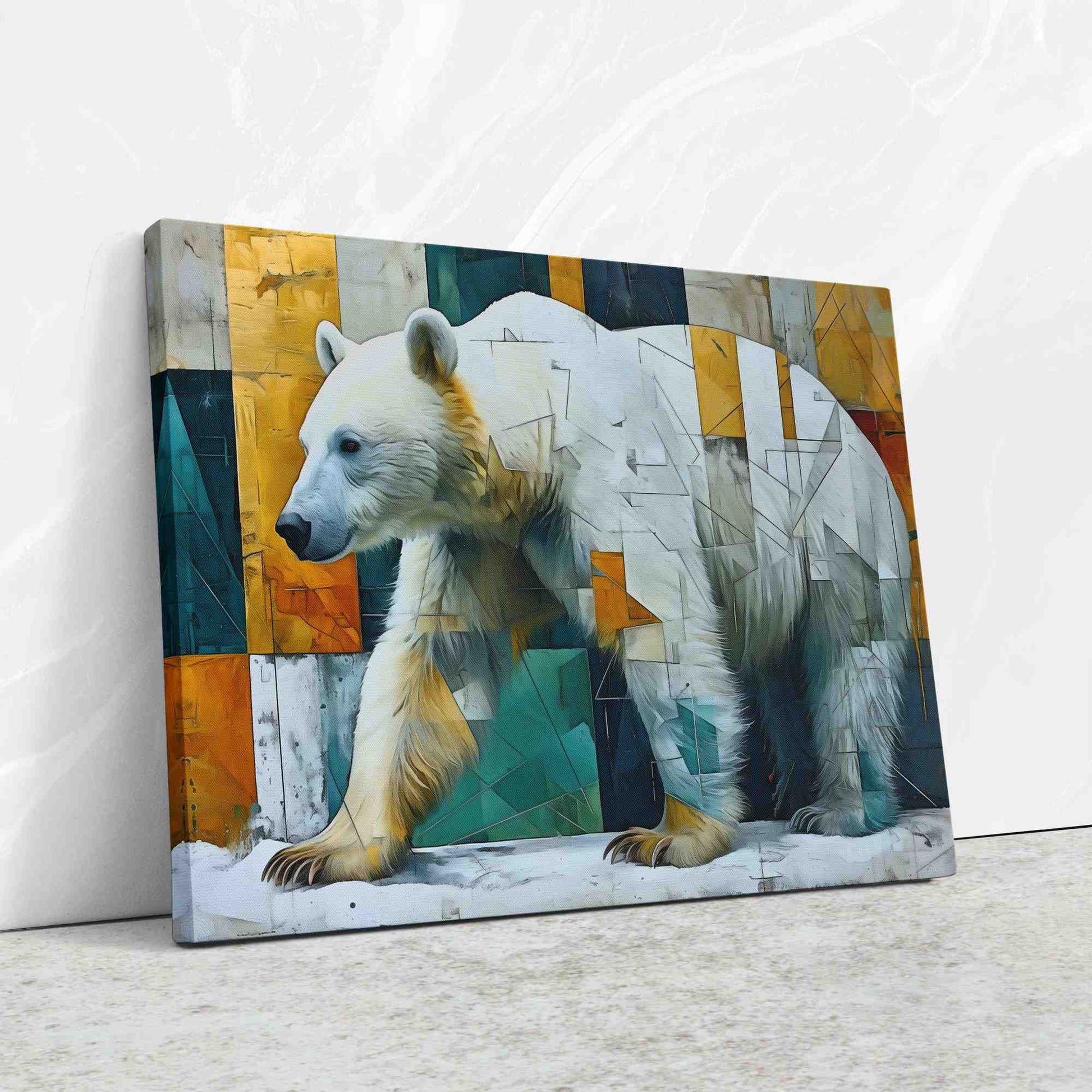 Polar Bear Prism - Geometric Wall Art in Black Frame
