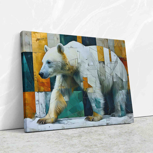 Polar Bear Prism - Geometric Wall Art in Black Frame