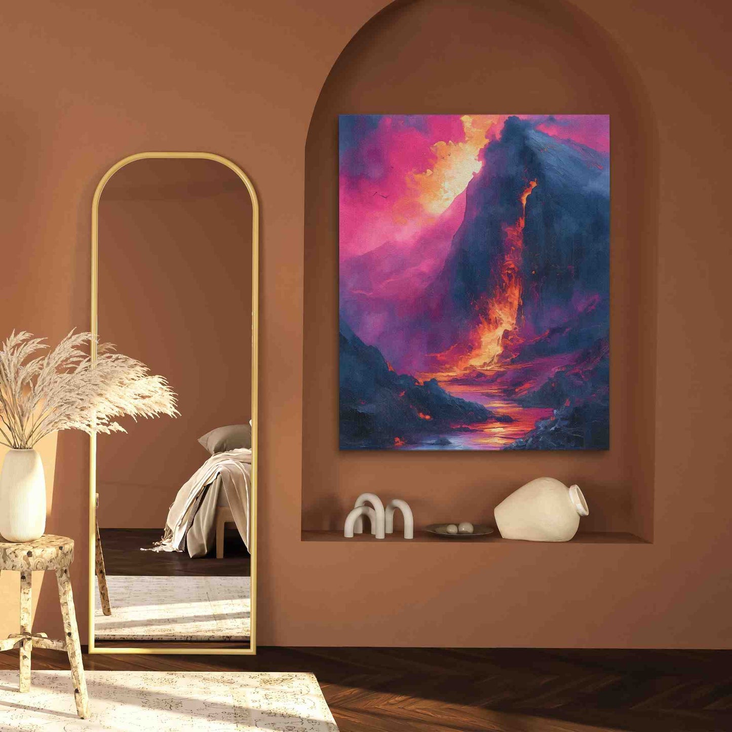 Pompeii Eruption - Lava Wall Art in Black Frame