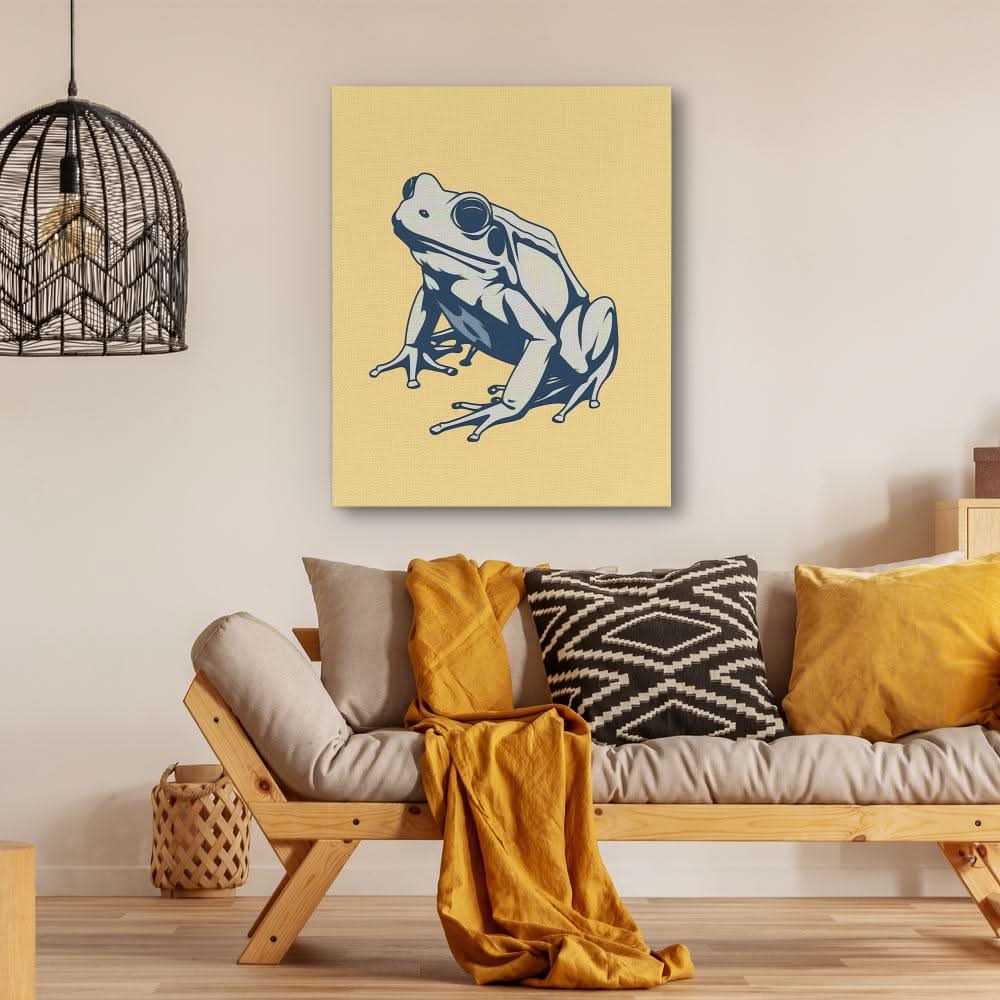 Pond Prince - Frog Wall Art in Black Frame
