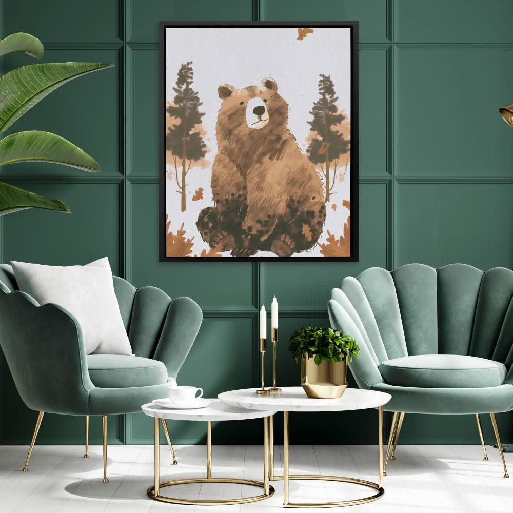 Pondering Bear - Brown Wall Art for Kids Room