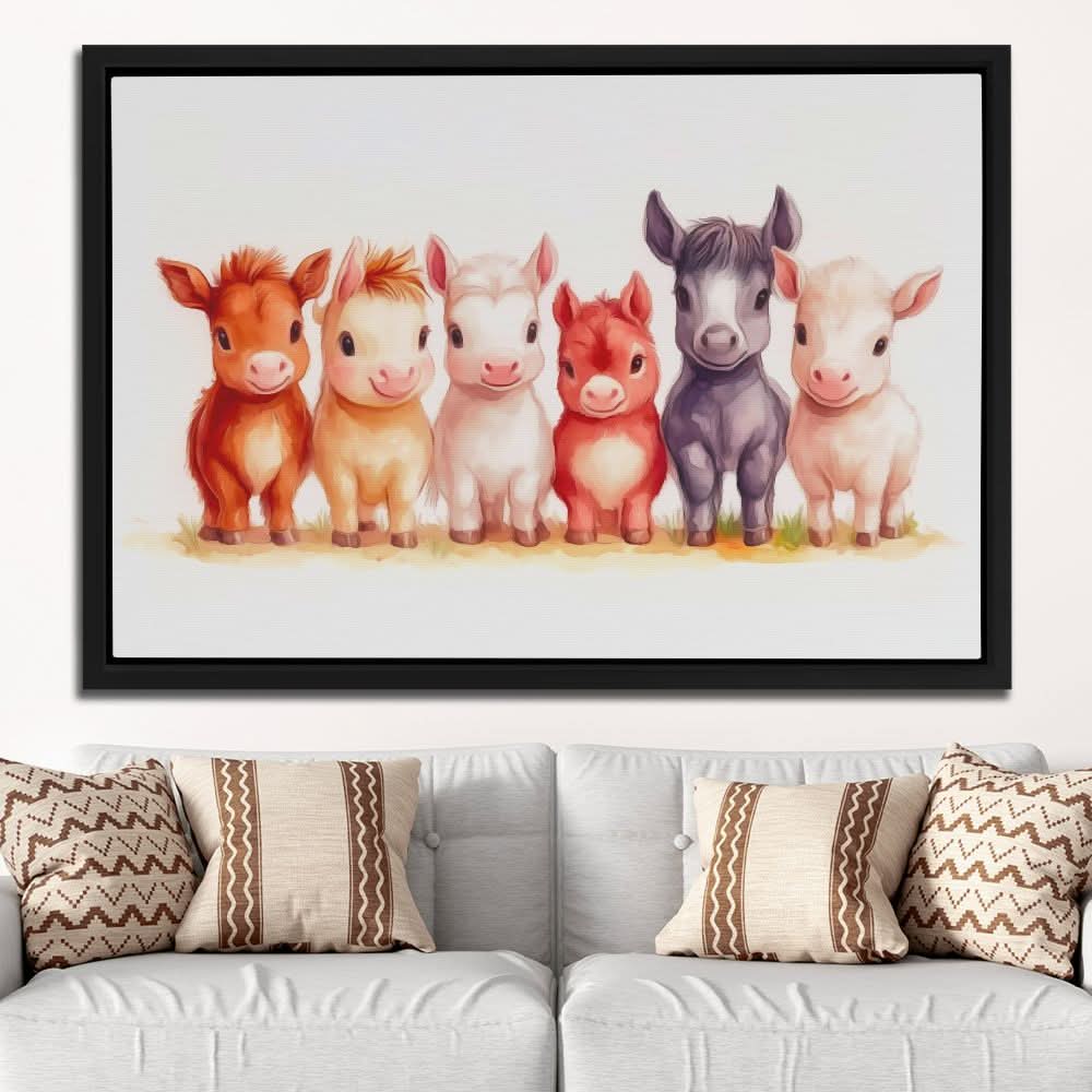 Pony Pals - Pastel Country and Farm Canvas Print