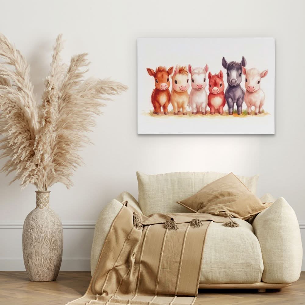 Pony Pals - Country and Farm Wall Art in Black Frame