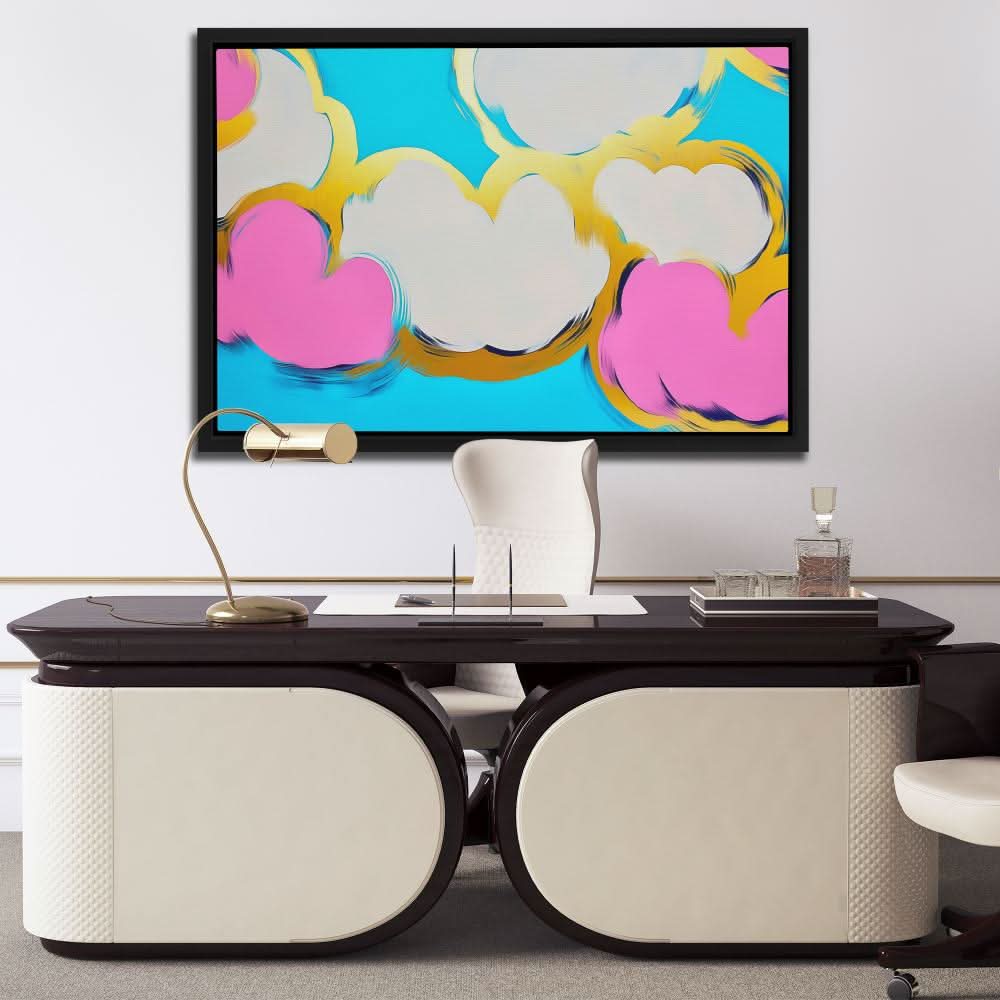 Pop Art Clouds - Modern Blue Canvas Wall Art