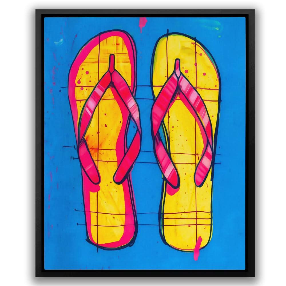 Pop Flips - Blue Flip Flops Canvas Print