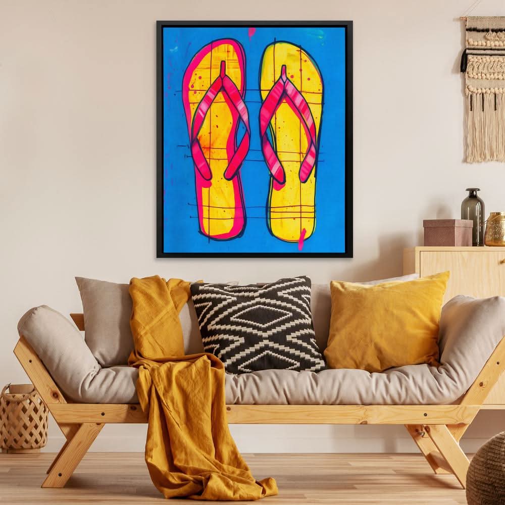 Pop Flips - Flip Flops Wall Art in Black Frame