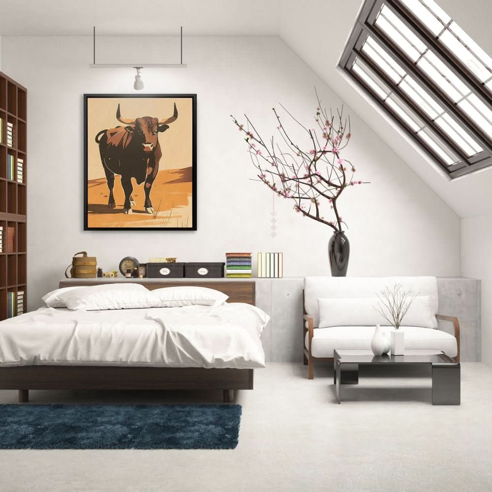 Power in Simplicity - Bull Art for Bedroom