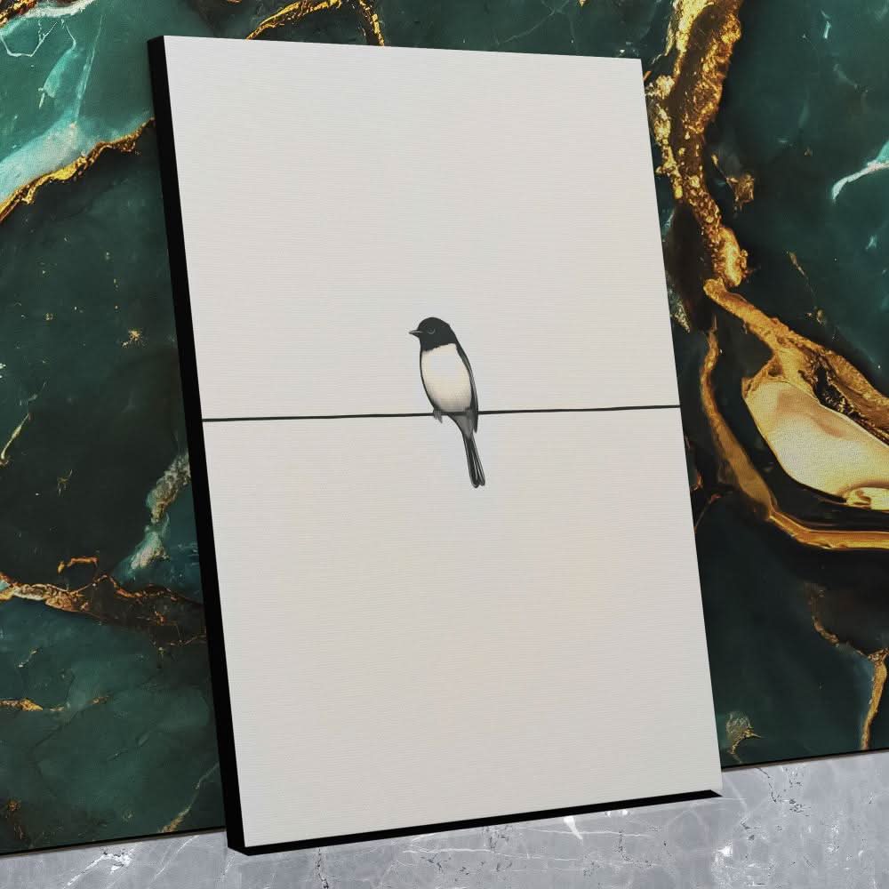 Powerline Perch - Bird Canvas Wall Art