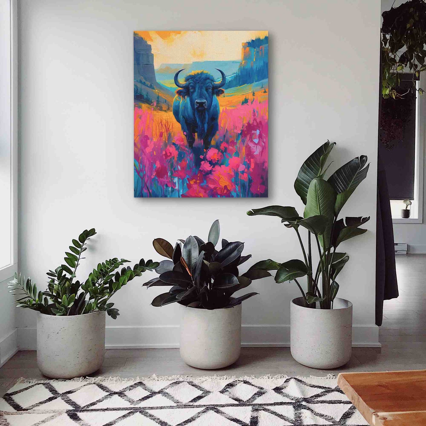 Prairie Bison - Wall Art in Black Frame