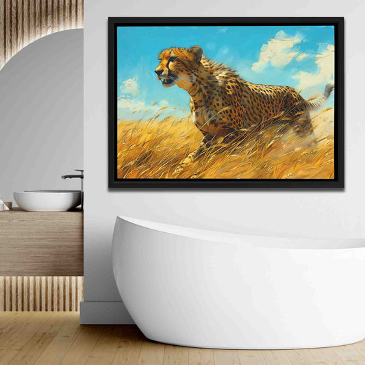 Prairie Cheetah - Wall Art in Black Frame