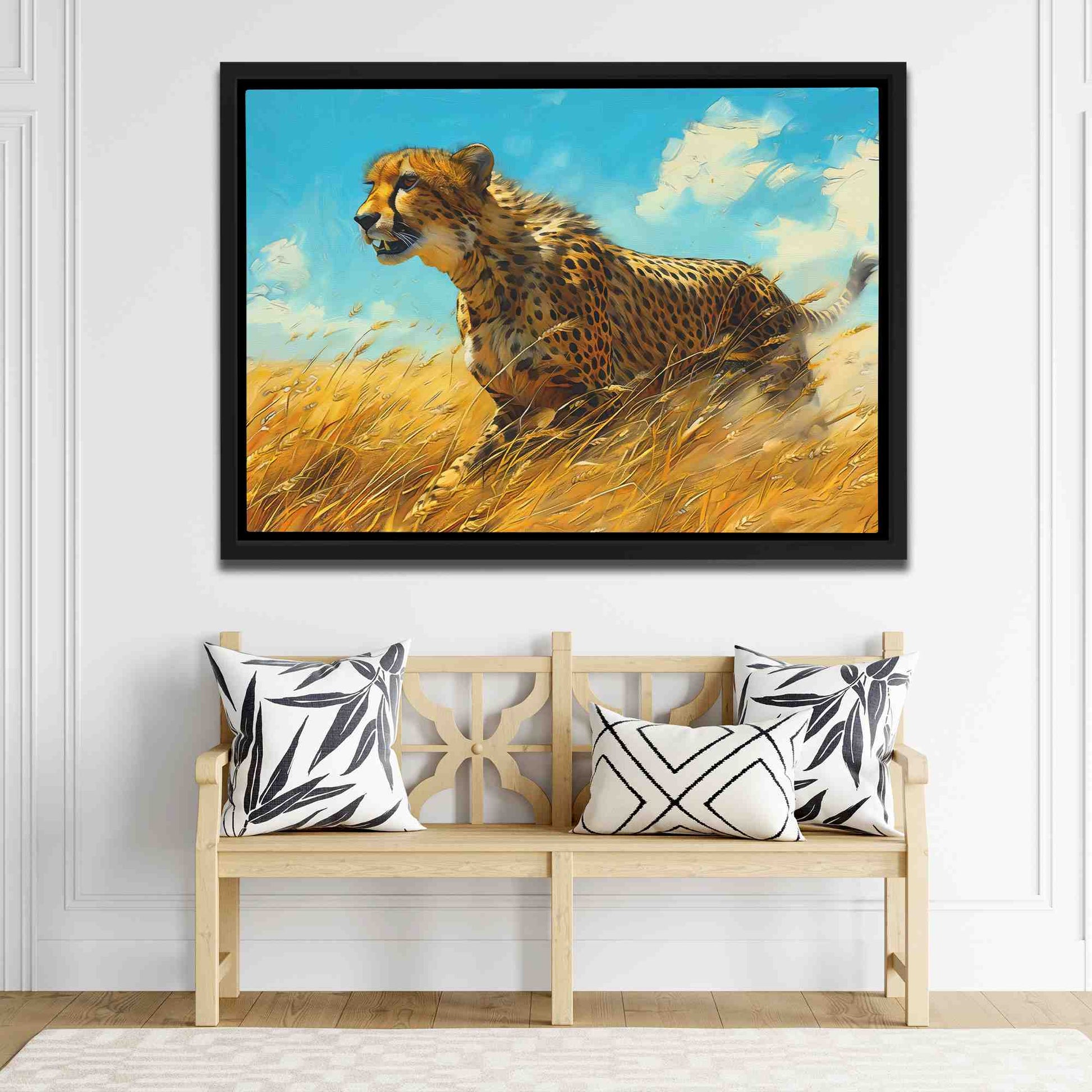 Prairie Cheetah - Blue Animals Canvas Print