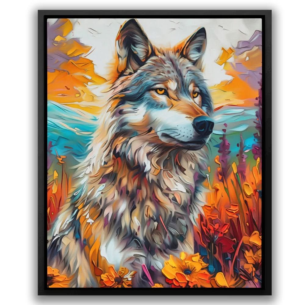 Prairie Wolf - Wall Art in Black Frame