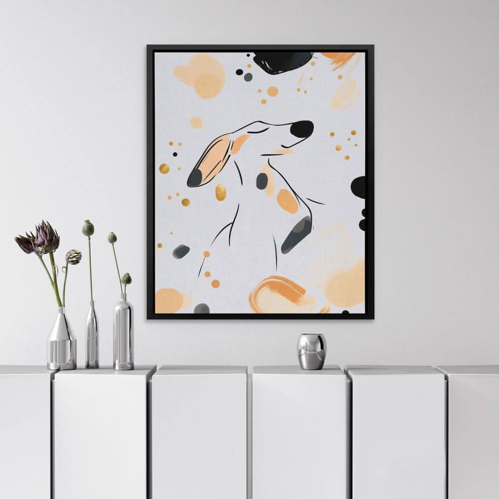 Prancing Puppy - Beige Wall Art for Kids Room