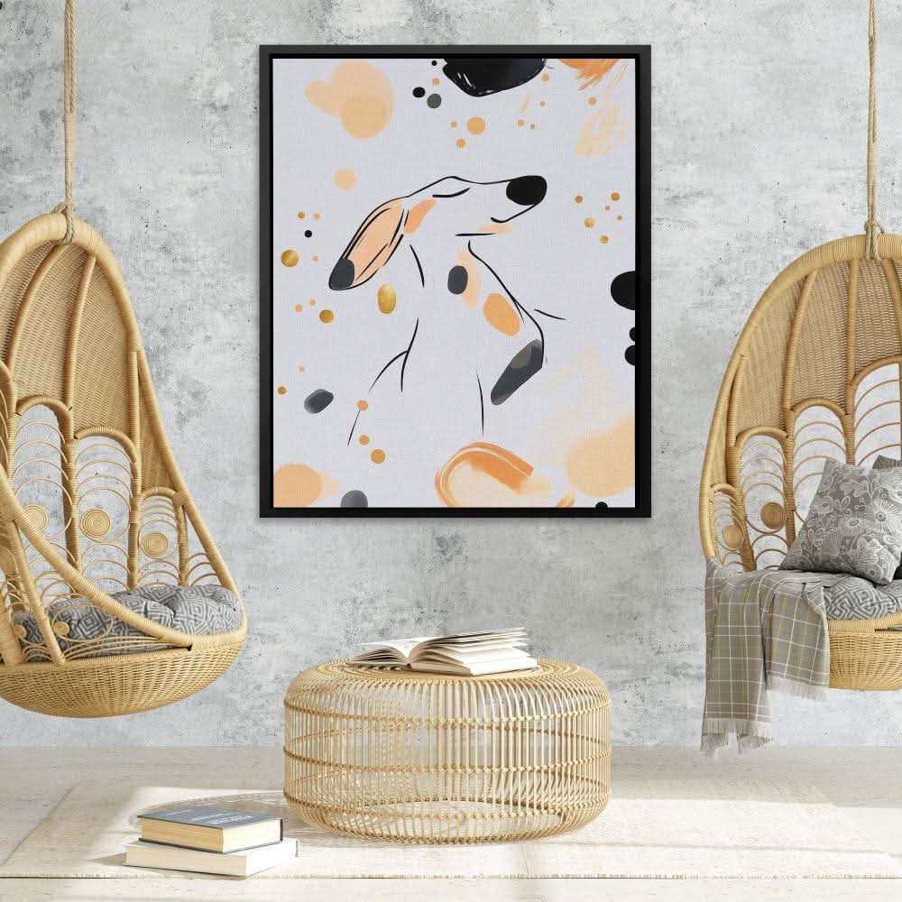 Prancing Puppy - Dog Wall Art in Black Frame