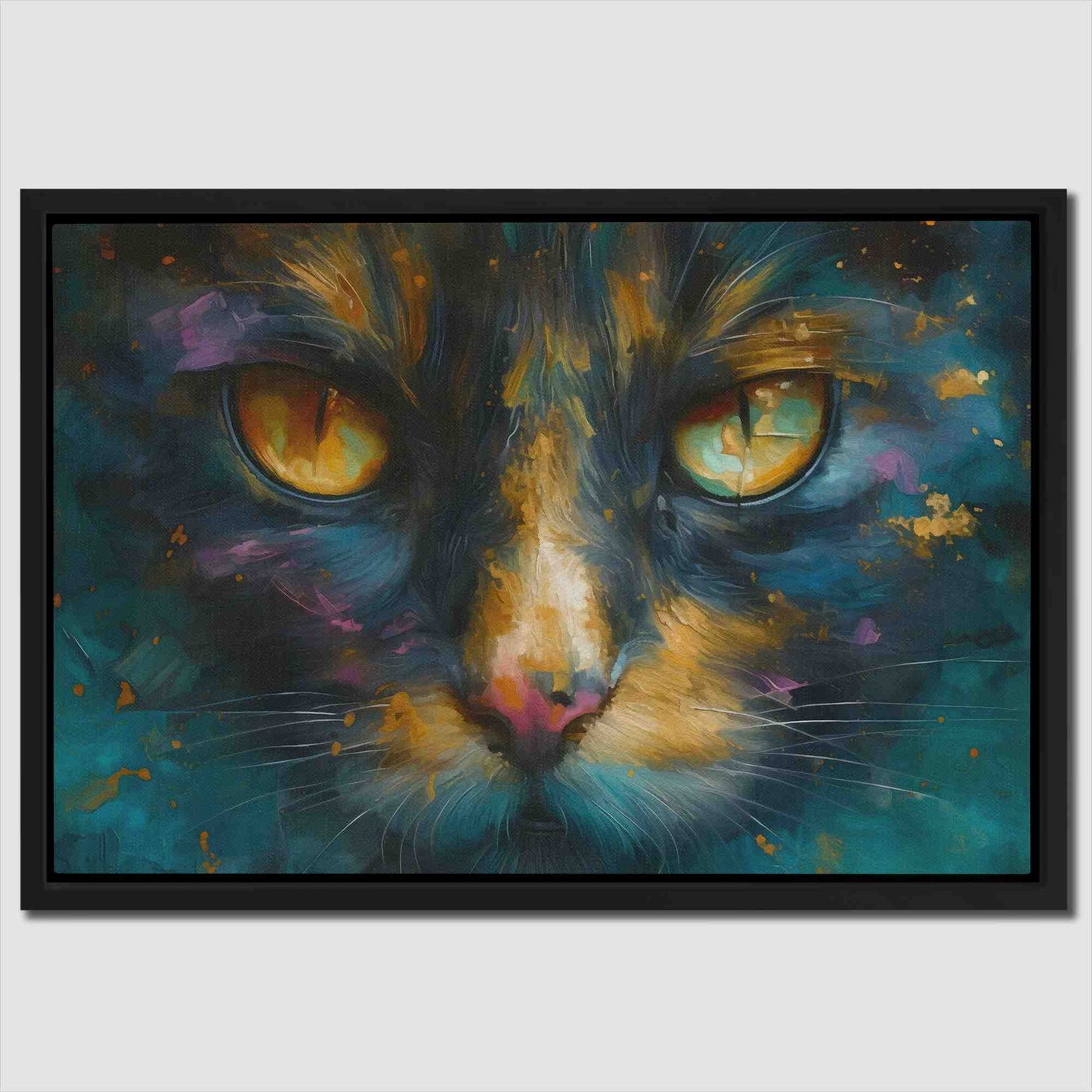 Precious Purr - Teal Canvas Wall Art