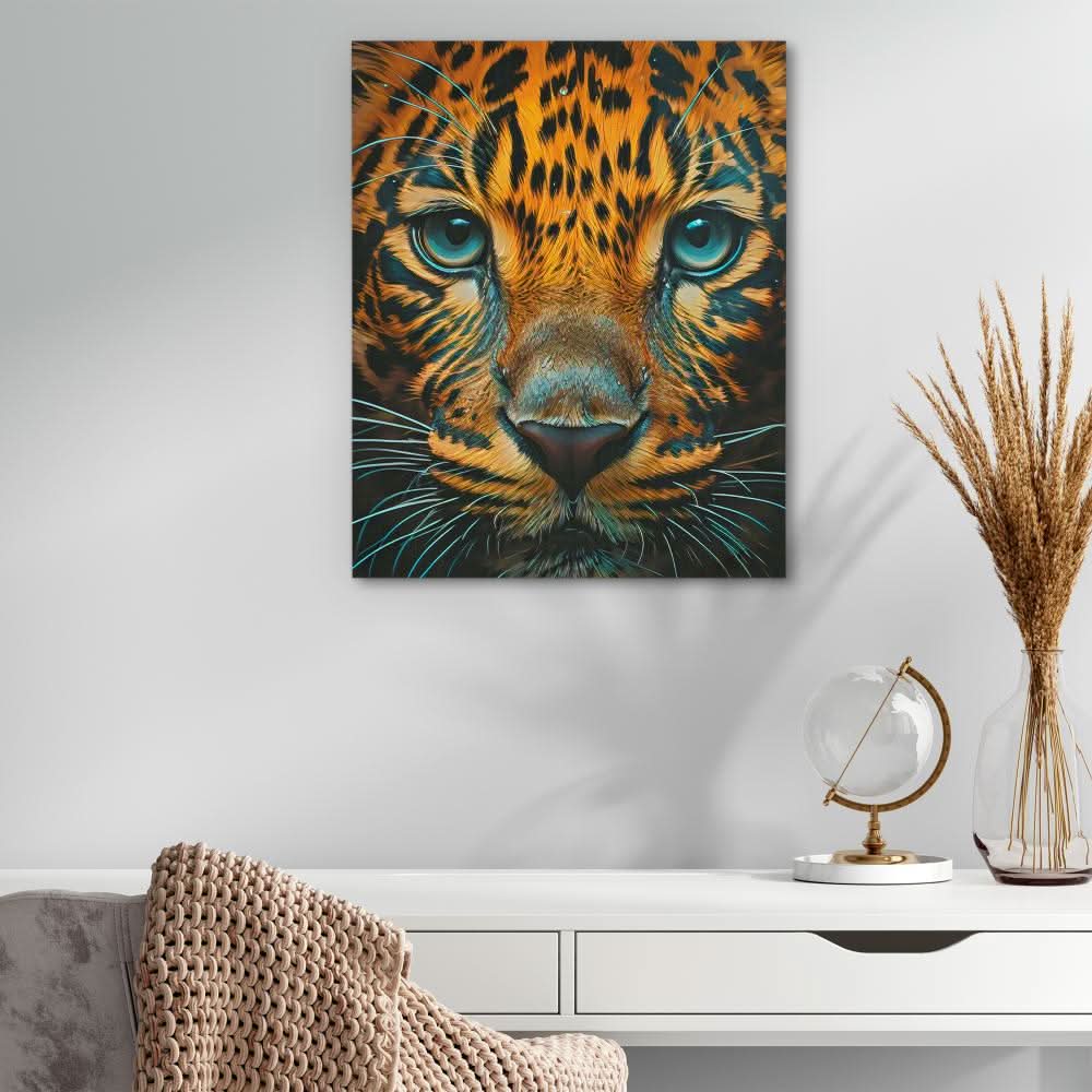 Predatory Pounce - Big Cat Wall Art in Black Frame