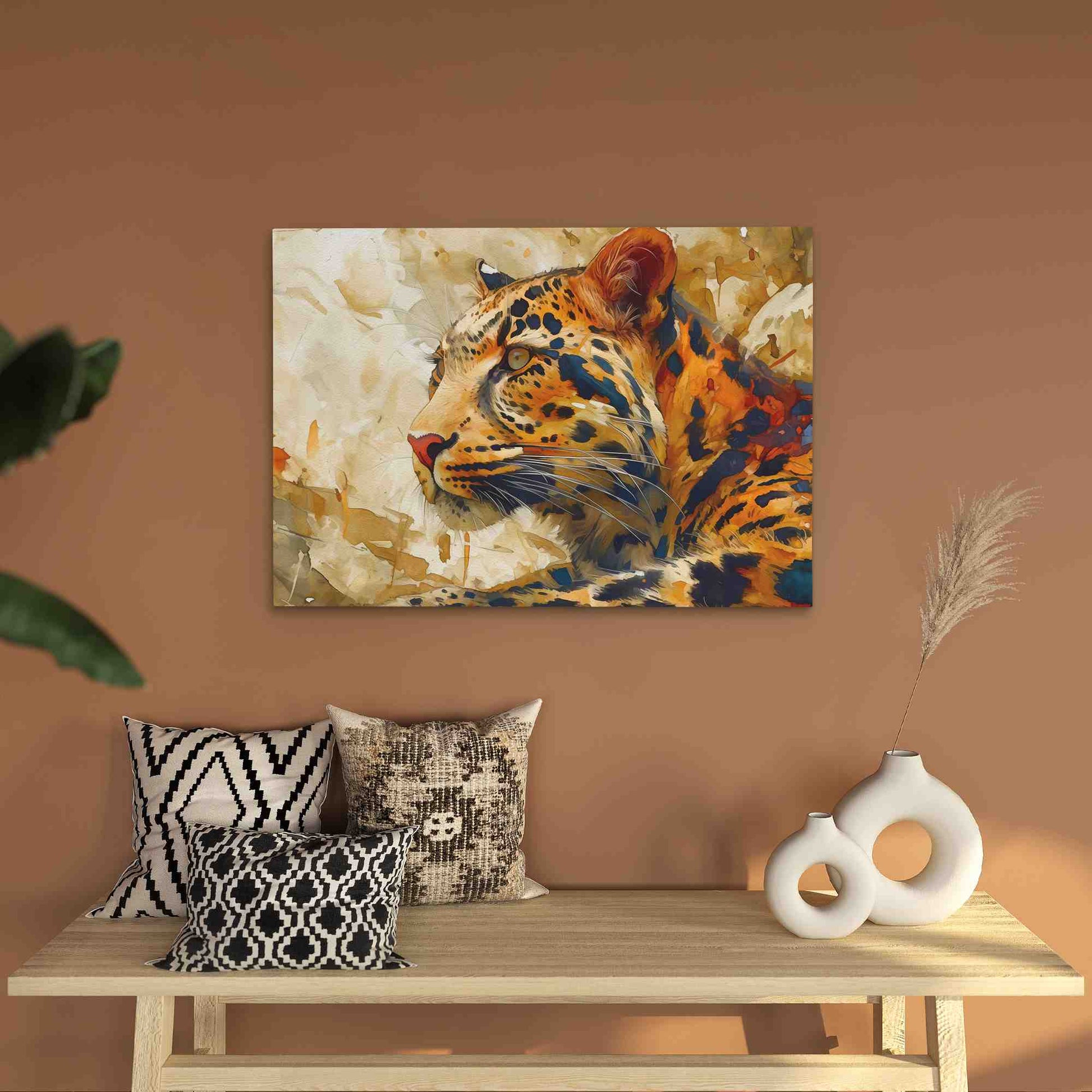 Prey in Sight - Beige Leopard Canvas Print