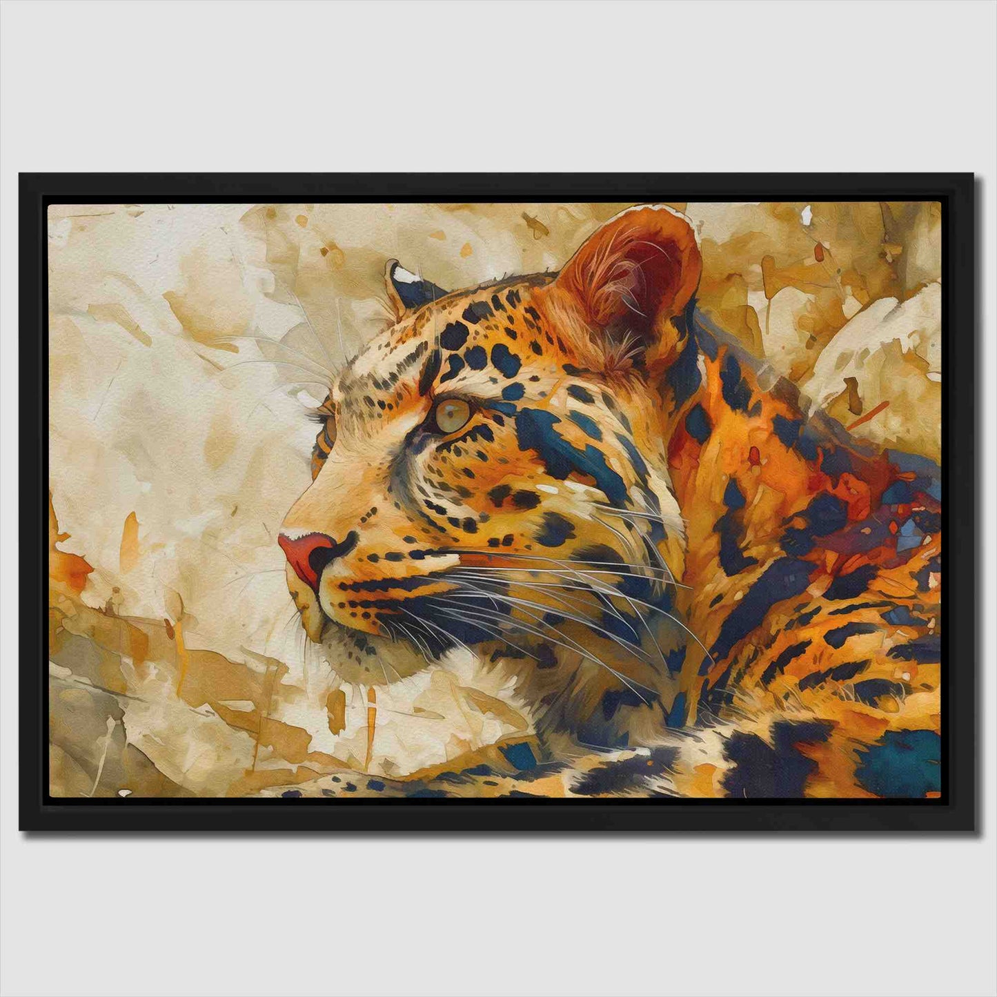 Prey in Sight - Leopard Wall Art in Black Frame
