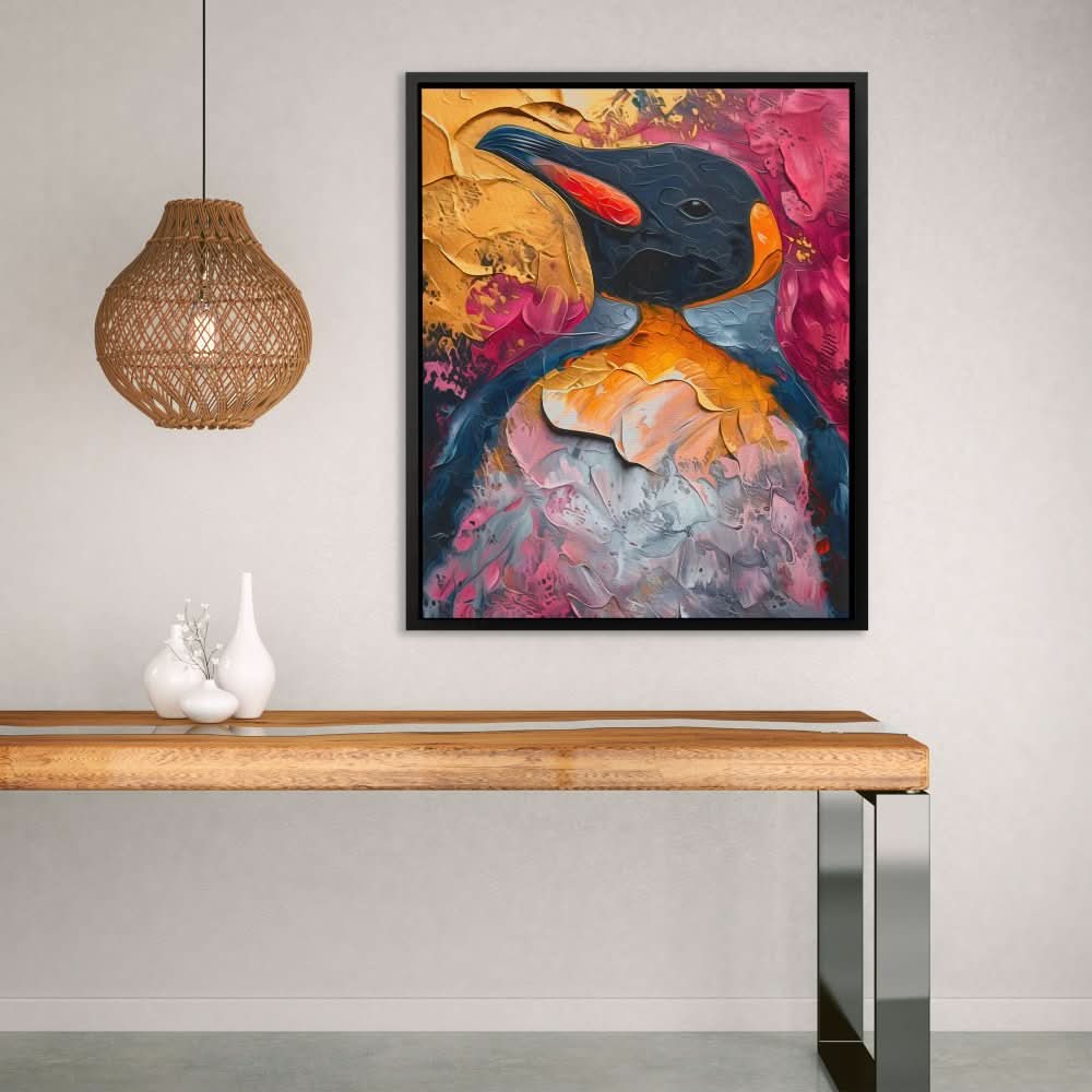 Prideful Penguin - Abstract Colorful Canvas Wall Art