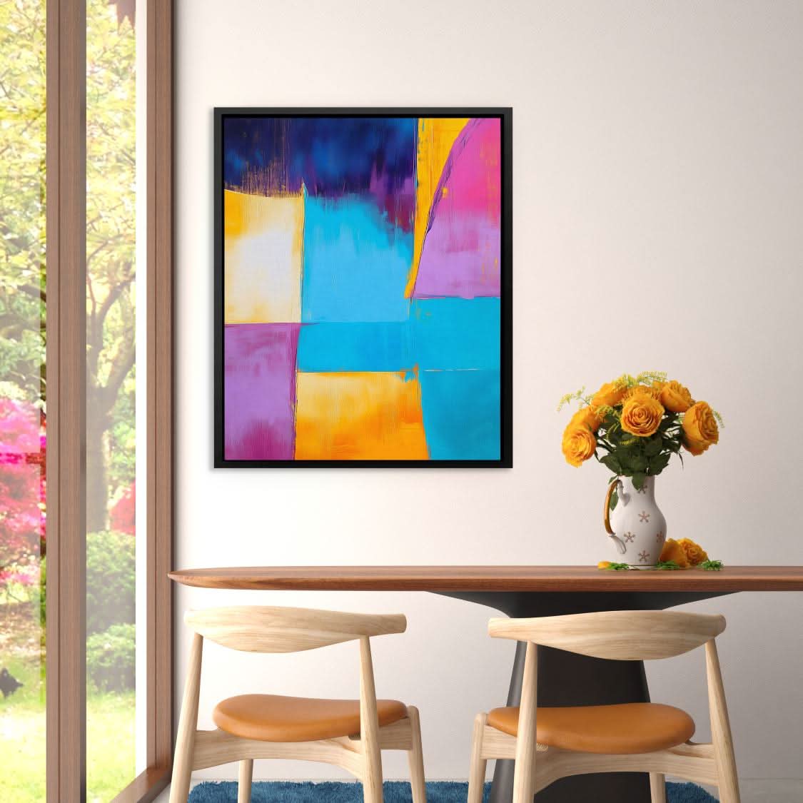 Prismatic Horizon - Abstract Wall Art in Black Frame