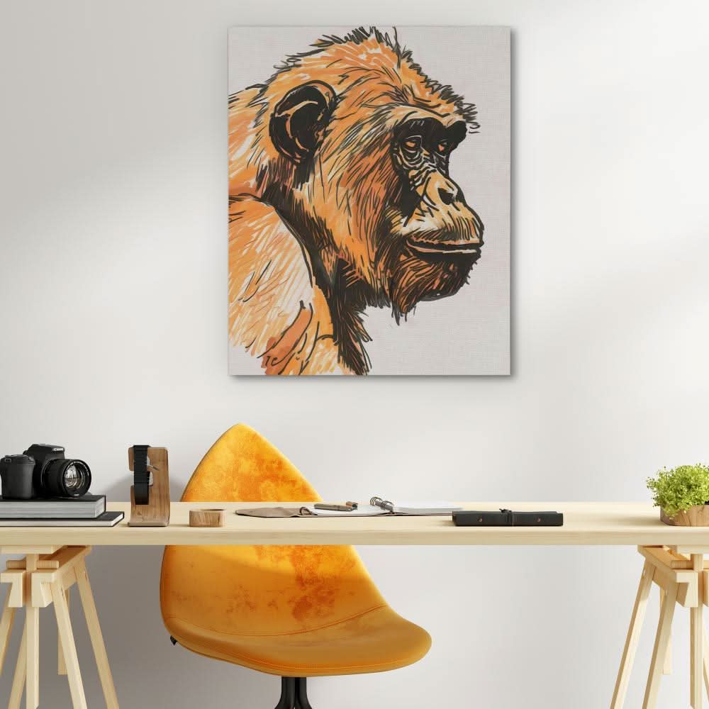 Prismatic Primate - Earth Tones Canvas Wall Art