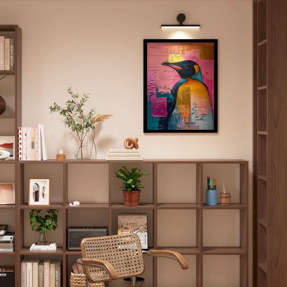Pristine Penguin - Bird Wall Art in Black Frame
