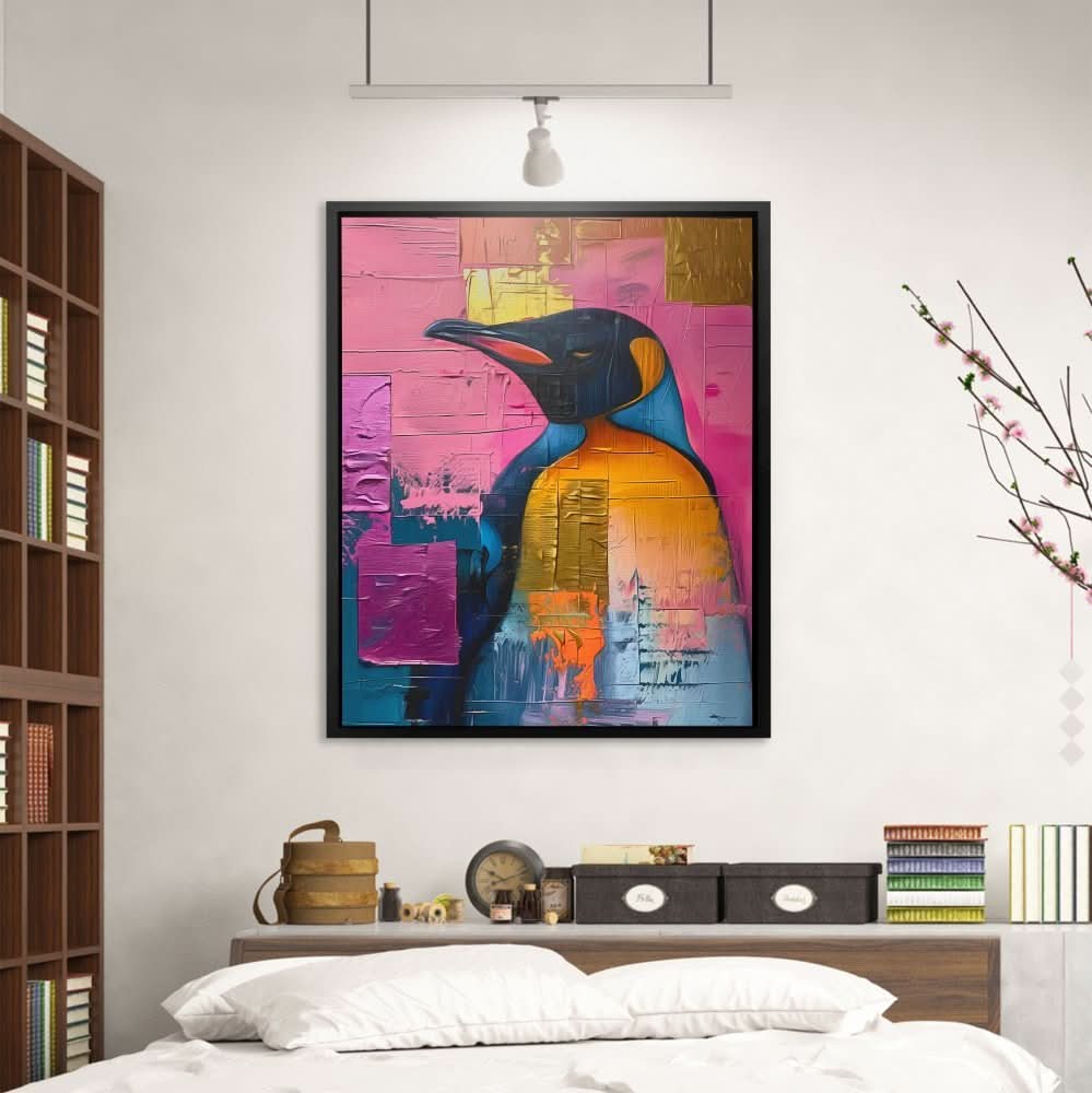 Pristine Penguin - Abstract Wall Art in Black Frame