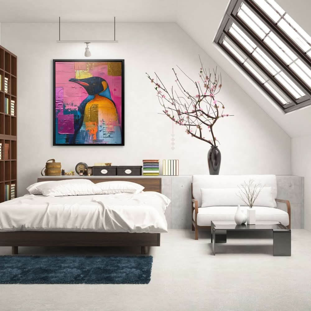 Pristine Penguin - Large Abstract Canvas Print