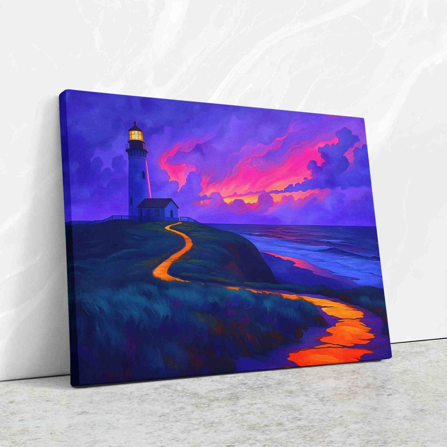 Psychedelic Beach Sunset - Purple Wall Art