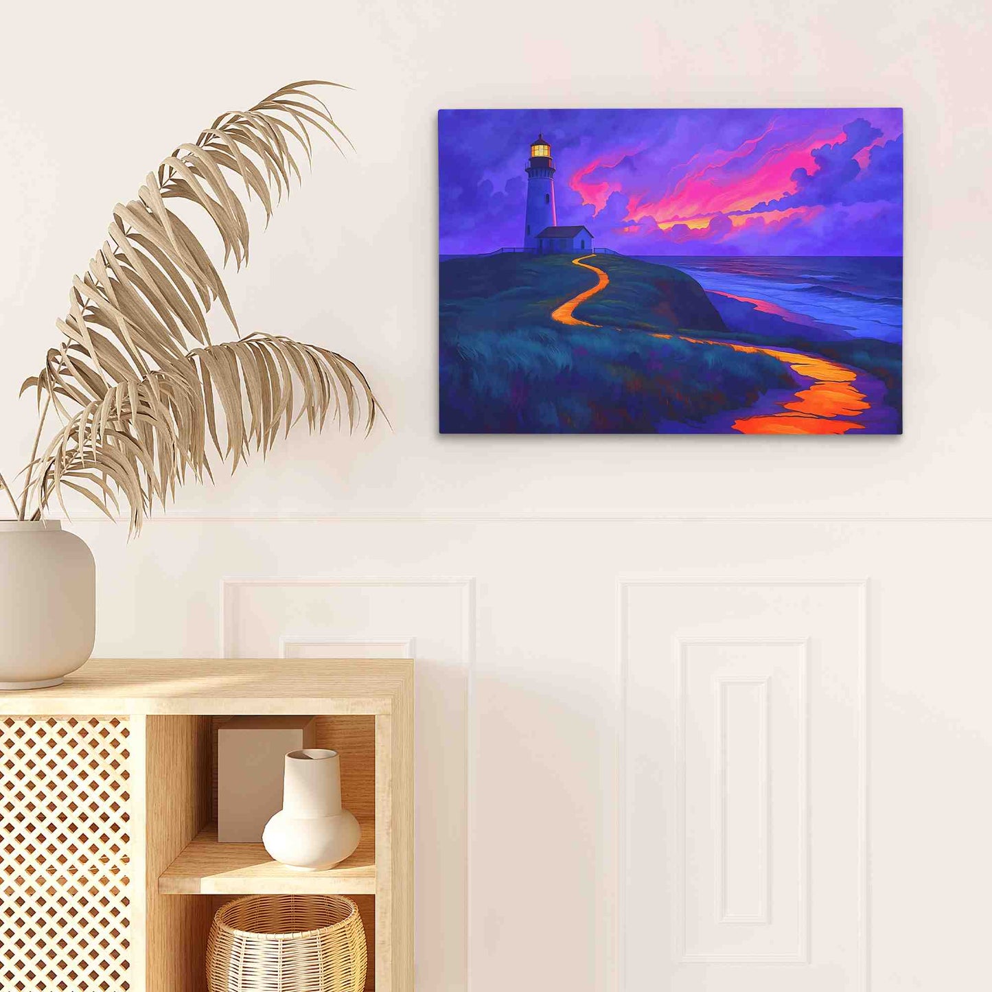 Psychedelic Beach Sunset - Psychedelic Purple Canvas Wall Art