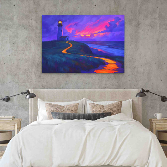 Psychedelic Beach Sunset - Psychedelic Wall Art in Black Frame