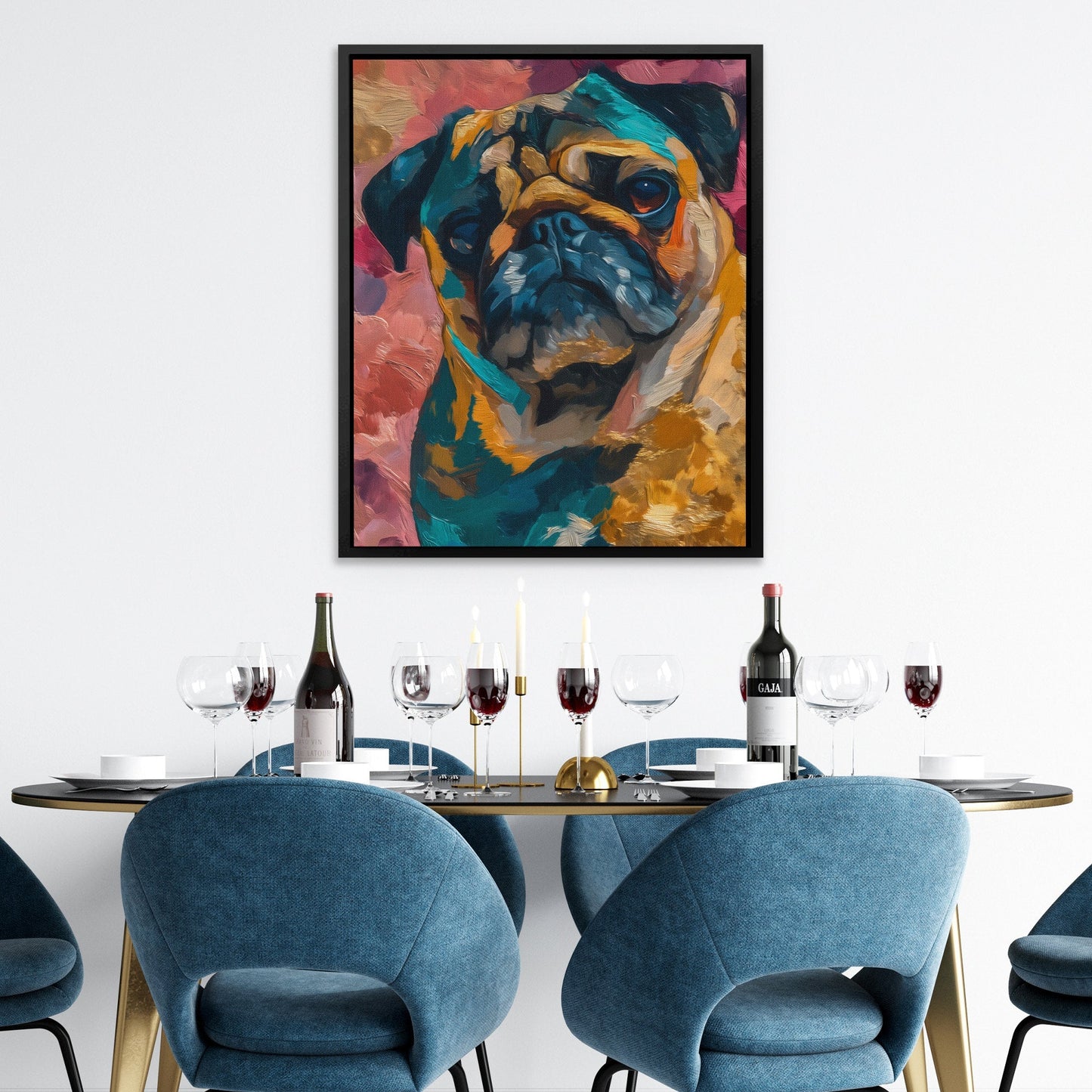 Pug in Teal - Luxury Wall Art